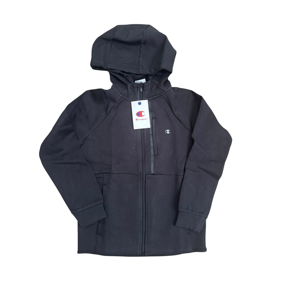 Champion Boys‎ Double Knit Zip Up Hoodie Logo Black M 10/12 NEW